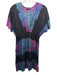 Hale Bob Size Est XS Black, Purple & Blue Silk Blend Floral Cap Sleeve Dress Black, Purple & Blue / Est XS