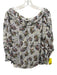 IRO Size 32 White & Multi Viscose Abstract Print Semi Sheer Wide Neck Top White & Multi / 32