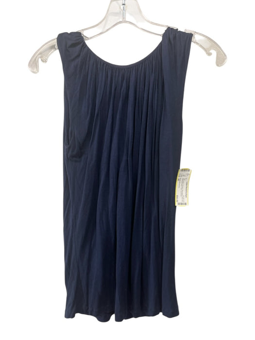 Stella McCartney Size 40 Navy Blue Viscose Sleeveless Back Zip Gathered Neck Top Navy Blue / 40