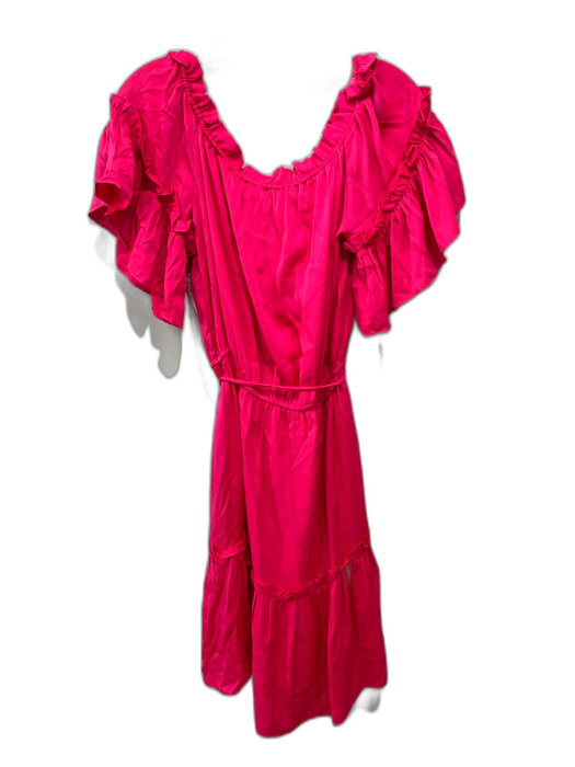 Milly Size P / XS Hot pink Silk Blend Ruffle flounce sleeve Above Knee Dress Hot pink / P / XS