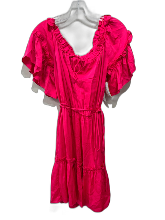 Milly Size P / XS Hot pink Silk Blend Ruffle flounce sleeve Above Knee Dress Hot pink / P / XS