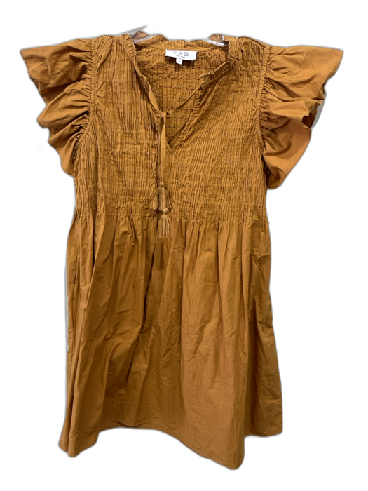 Sea New York Size 00 Mustard Yellow Cotton Smocked Bodice Mini Dress Mustard Yellow / 00