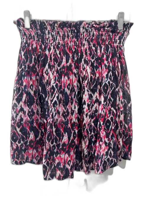IRO Size 34 / XS Pink, Purple, Black Viscose Shirred Waist Abstract Mini Skirt Pink, Purple, Black / 34 / XS