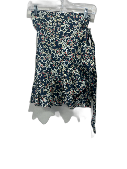 Isabel Marant Size 34 / XS Blue, Yellow, Red Linen Ruffle Wrap Mini Skirt Blue, Yellow, Red / 34 / XS