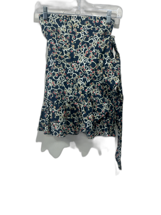 Isabel Marant Size 34 / XS Blue, Yellow, Red Linen Ruffle Wrap Mini Skirt Blue, Yellow, Red / 34 / XS
