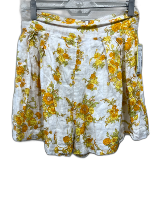 Faithfull the Brand Size 2 White, Yellow, Green Print Linen Floral Shorts White, Yellow, Green Print / 2