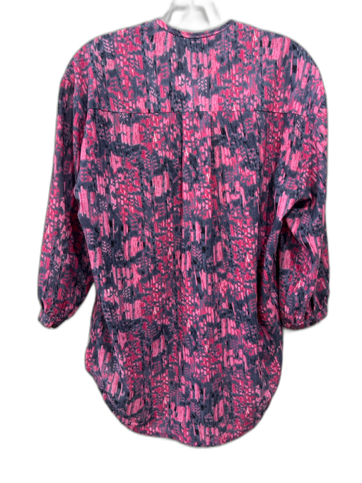 IRO Size 0 gray & pink Polyester Ikat Hook & Eye Long Sleeve Top gray & pink / 0