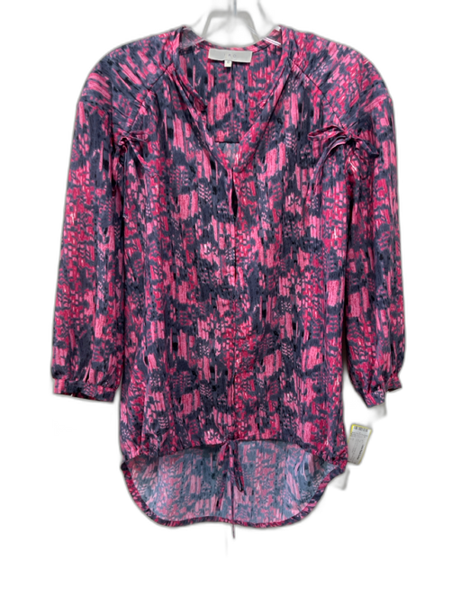 IRO Size 0 gray & pink Polyester Ikat Hook & Eye Long Sleeve Top gray & pink / 0