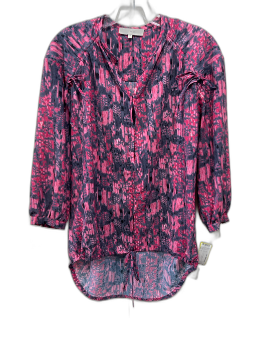IRO Size 0 gray & pink Polyester Ikat Hook & Eye Long Sleeve Top gray & pink / 0