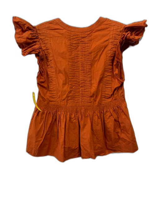 Ulla Johnson Size 0 Rust Orange Cotton Pintuck V Neck Smocked Top Rust Orange / 0