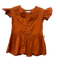 Ulla Johnson Size 0 Rust Orange Cotton Pintuck V Neck Smocked Top Rust Orange / 0