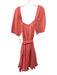 Cleobella Size S Coral Pink & White Viscose Polka Dots Short Puff Sleeve Dress Coral Pink & White / S