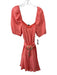 Cleobella Size S Coral Pink & White Viscose Polka Dots Short Puff Sleeve Dress Coral Pink & White / S