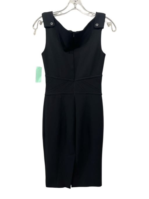 Karen Millen Size 4 Black Polyester Blend Sleeveless Zipper Detail Dress Black / 4