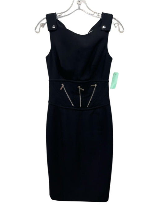 Karen Millen Size 4 Black Polyester Blend Sleeveless Zipper Detail Dress Black / 4