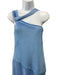 St. John Size 14 Light Blue Rayon Ribbed Knit Sleeveless Knot Detail Dress Light Blue / 14
