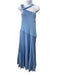 St. John Size 14 Light Blue Rayon Ribbed Knit Sleeveless Knot Detail Dress Light Blue / 14