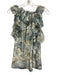 P.a.r.o.s.h. Size S Cream, Green & Blue Print Polyester Floral Sleeveless Top Cream, Green & Blue Print / S