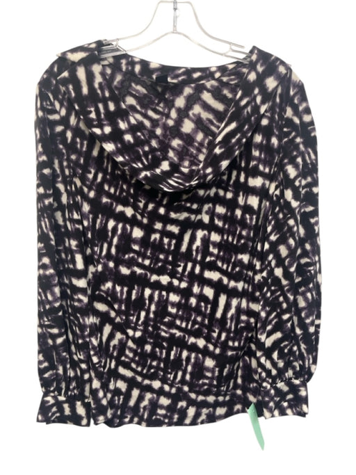St. John Size 6 Purple & White Silk Blend Abstract Print Long Sleeve Top Purple & White / 6