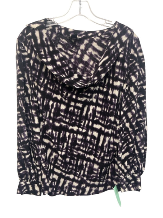 St. John Size 6 Purple & White Silk Blend Abstract Print Long Sleeve Top Purple & White / 6