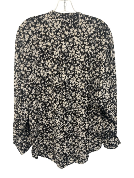 Marant Etoile Size 36 Black & White Viscose Abstract Floral Long Sleeve Top Black & White / 36
