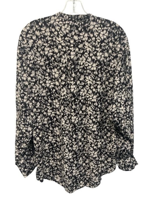 Marant Etoile Size 36 Black & White Viscose Abstract Floral Long Sleeve Top Black & White / 36