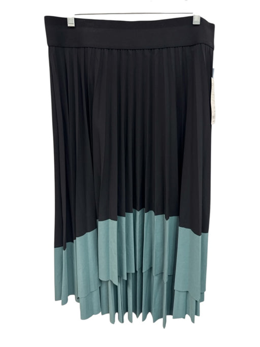 Athleta Size L Black & Teal Polyester Blend Elastic Waist Color Block Skirt Black & Teal / L