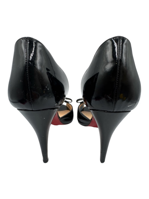 Christian Louboutin Shoe Size 39.5 Black Patent Leather Peep Toe Stiletto Pumps Black / 39.5