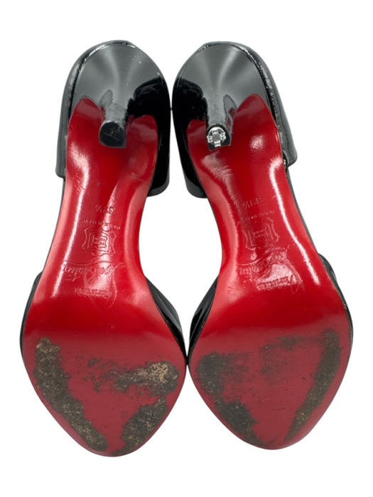 Christian Louboutin Shoe Size 39.5 Black Patent Leather Peep Toe Stiletto Pumps Black / 39.5