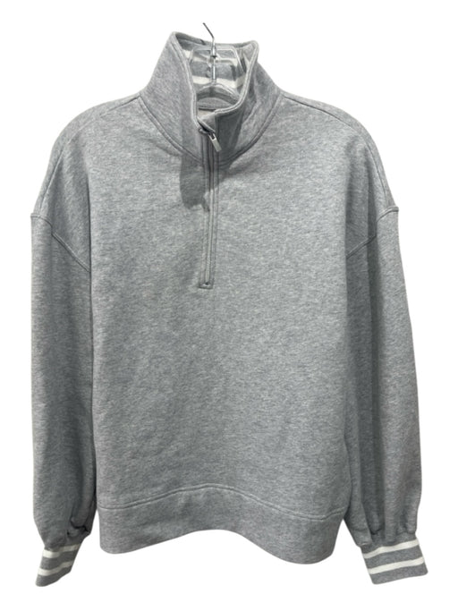 Tuckernuck Size Medium Gray & White Cotton Long Sleeve Quarter Zip Sweater Gray & White / Medium