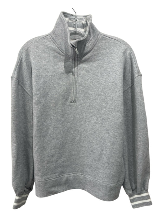 Tuckernuck Size Medium Gray & White Cotton Long Sleeve Quarter Zip Sweater Gray & White / Medium