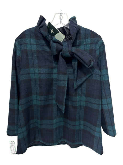 Tuckernuck Size Small Navy blue & green Wool Blend Long Sleeve Plaid Top Navy blue & green / Small