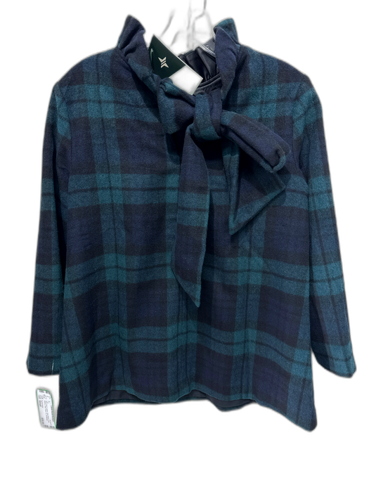 Tuckernuck Size Small Navy blue & green Wool Blend Long Sleeve Plaid Top Navy blue & green / Small