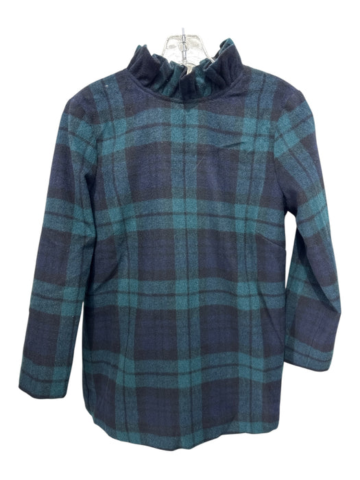 Tuckernuck Size Small Navy blue & green Wool Blend Long Sleeve Plaid Top Navy blue & green / Small
