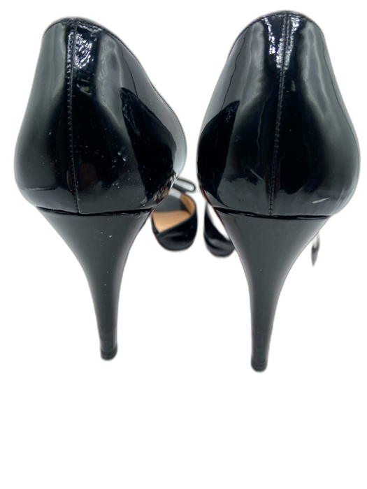 Christian Louboutin Shoe Size 39.5 Black Patent Bow Accent Peep Toe Heeled Pumps Black / 39.5
