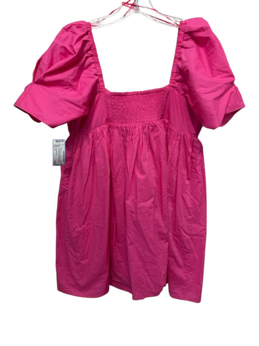 Hyacinth House Size M Pink Cotton Puff Shoulder Sleeve Application Pleats Dress Pink / M