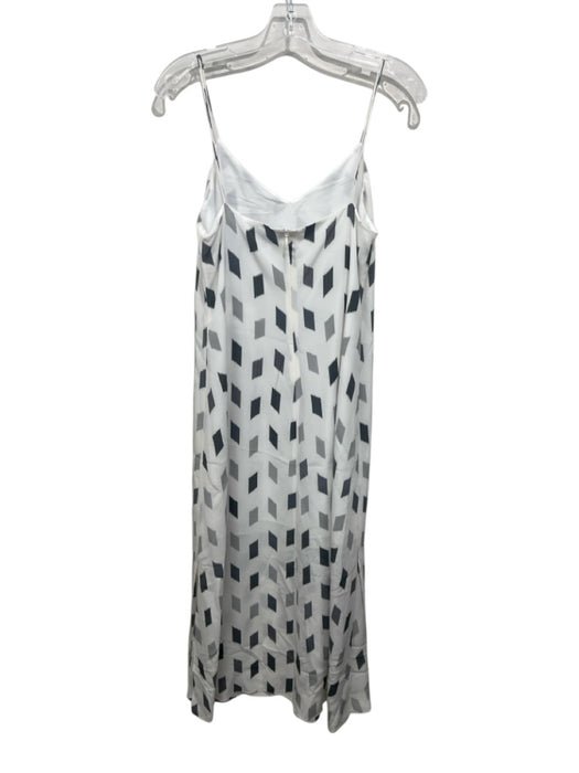 Theory Size 8 White & Grey Silk Maxi Sleeveless All Over Print Dress White & Grey / 8