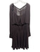 Escada Size 44 Dark Brown Silk Long Sleeve Off Shoulder Pleated Bow Detail Dress Dark Brown / 44