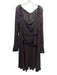 Escada Size 44 Dark Brown Silk Long Sleeve Off Shoulder Pleated Bow Detail Dress Dark Brown / 44