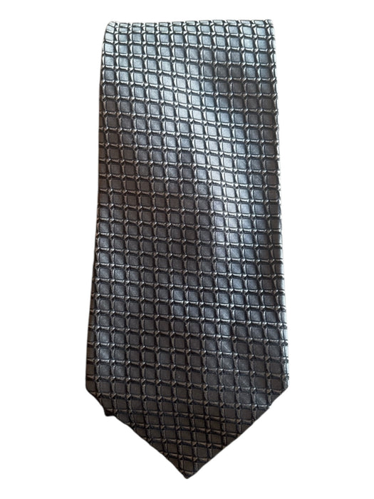 Boss Gray Silk Grid Men's Ties Gray
