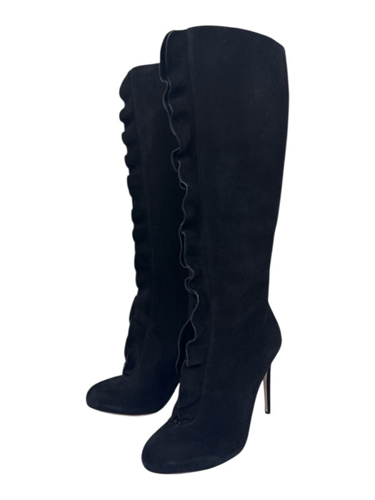 Valentino Garavani Shoe Size 38 Black Leather Suede ruffles Almond Toe Boots Black / 38