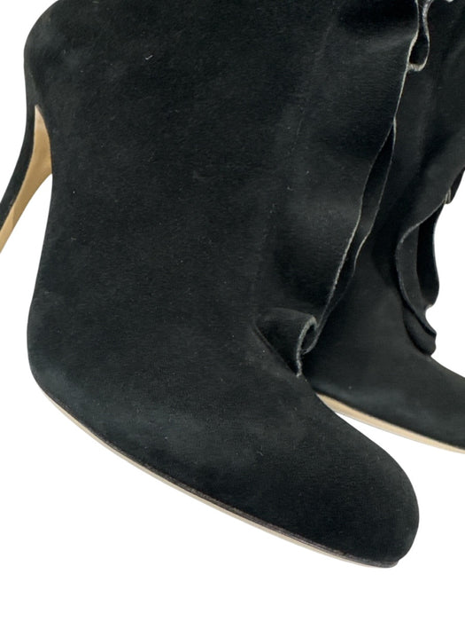 Valentino Garavani Shoe Size 38 Black Leather Suede ruffles Almond Toe Boots Black / 38