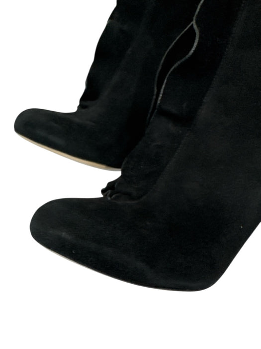 Valentino Garavani Shoe Size 38 Black Leather Suede ruffles Almond Toe Boots Black / 38