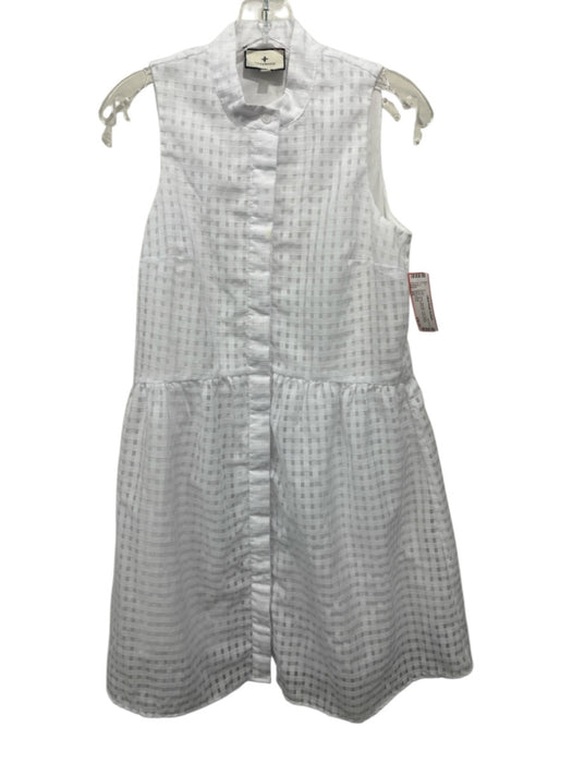 Tuckernuck Size XS White Polyester Cap Sleeve Button Up Checkered Dress White / XS