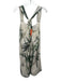 Massimo Dutti Size 32 Beige & Green Viscose Sleeveless Criss Cross Dress Beige & Green / 32