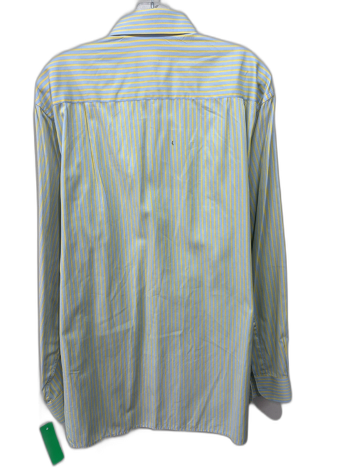 Zegna Size L Blue & Yellow Cotton Striped Button up Men's Long Sleeve Shirt Blue & Yellow / L