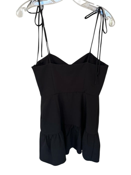 Gianni Bini Size 4 Black Polyester Blend Spaghetti Strap Tie Straps Ruffle Dress Black / 4