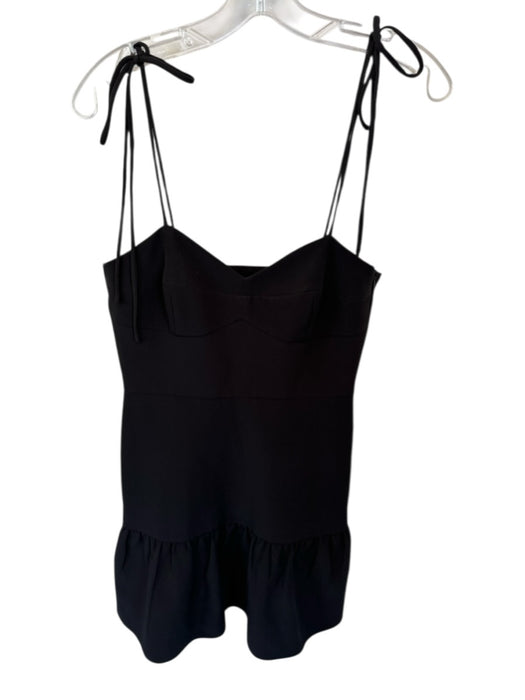 Gianni Bini Size 4 Black Polyester Blend Spaghetti Strap Tie Straps Ruffle Dress Black / 4