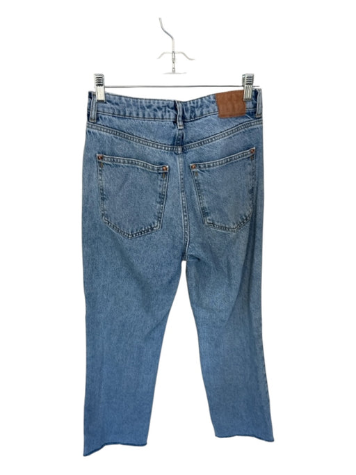 Zara Size 4 Med Light Wash Cotton High Waist Straight Leg Raw Hem Jeans Med Light Wash / 4