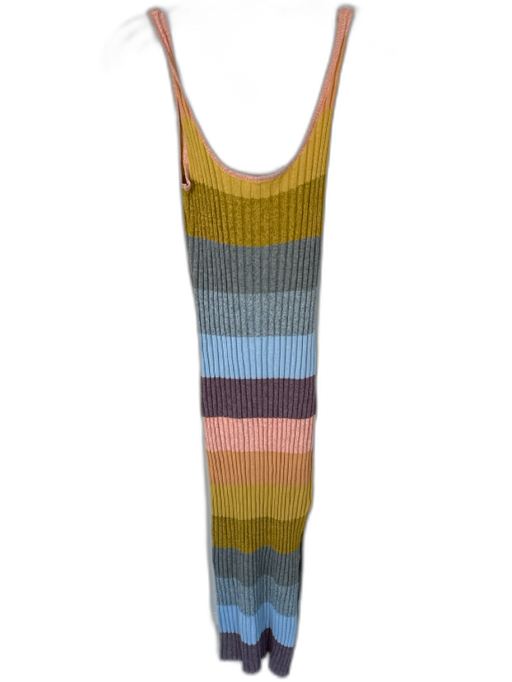 Saylor Size S Yellow & Gray Polyester Blend Color Block Ribbed Detail Maxi Dress Yellow & Gray / S